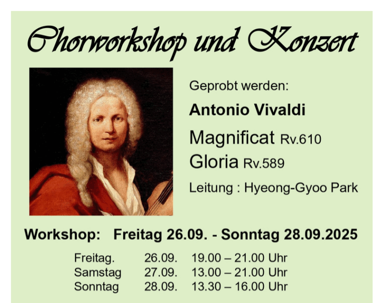 Konzert & Chor-Workshop 26.-28.09. in der Korneliuskirche